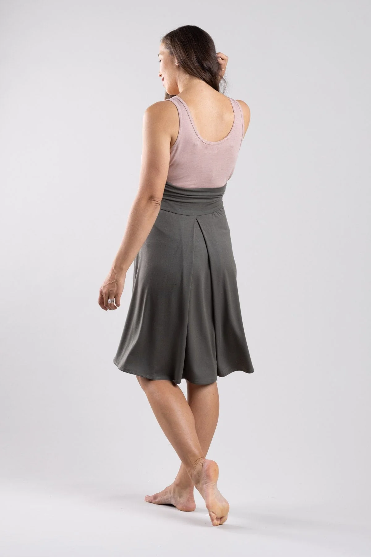 Ruth High-Low Skirt | Olive Green - Image 3